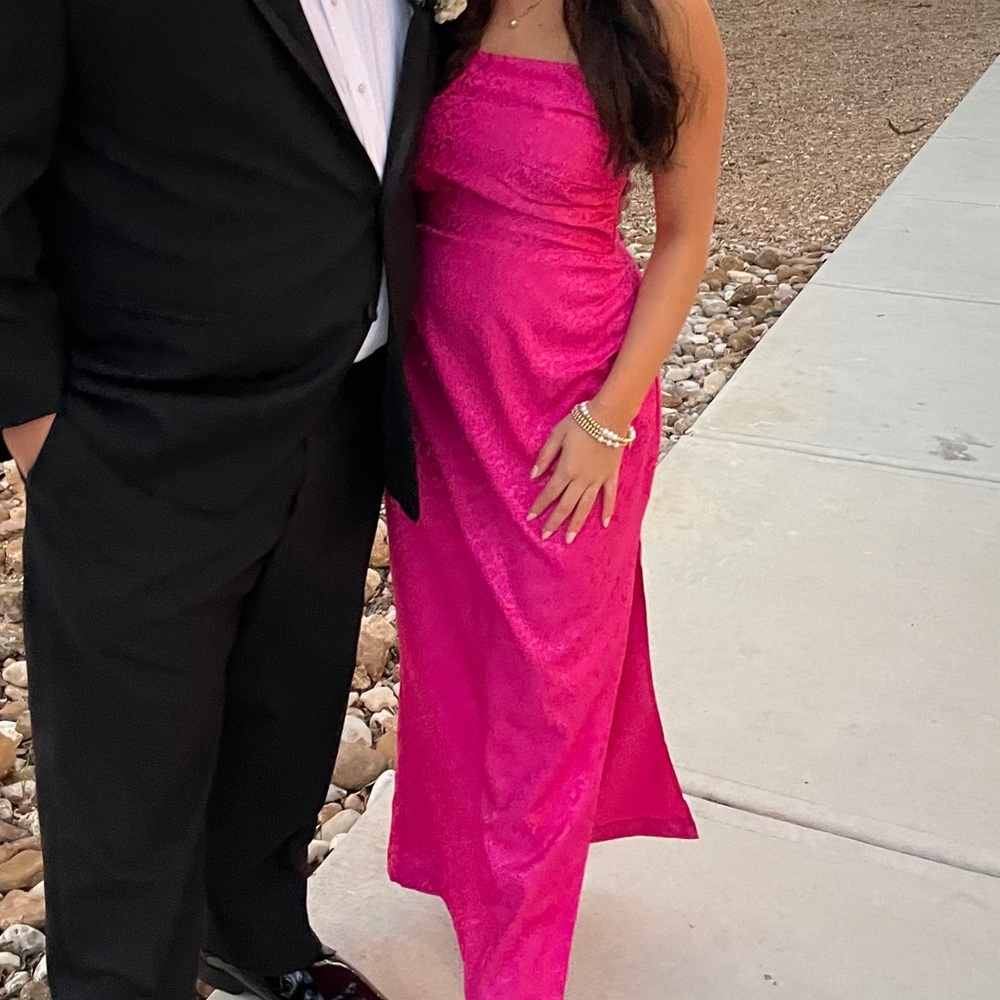 Vici Pink Strapless Dress with side Slit